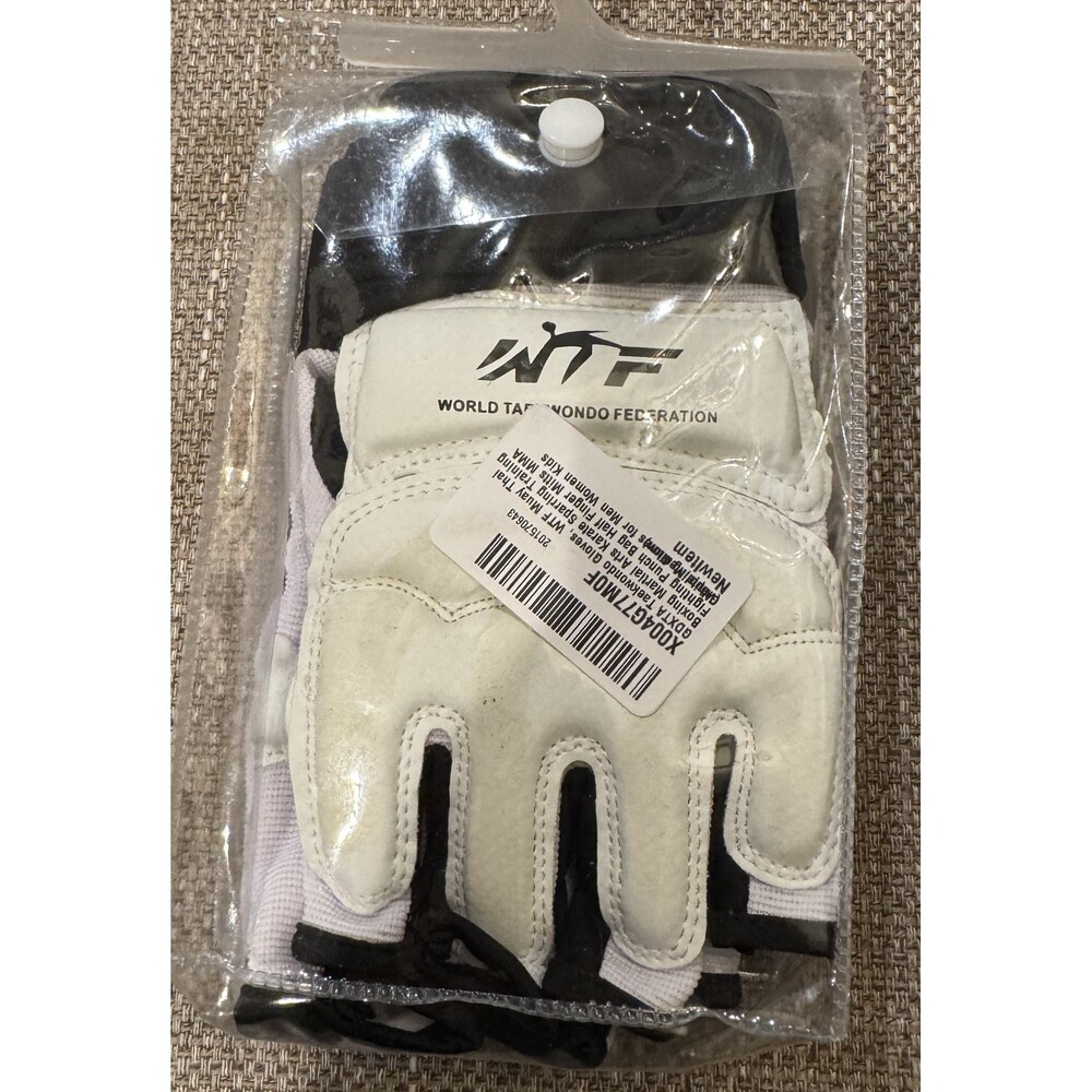New WTF White Taekwondo Muay Thai Martial Arts Boxing Half Finger Gloves S/M